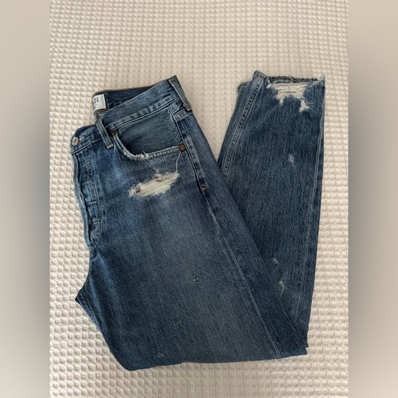 AGOLDE Jamie High-Rise Distressed Jeans / Grade Wash / Size 28 - Picture 2 of 7